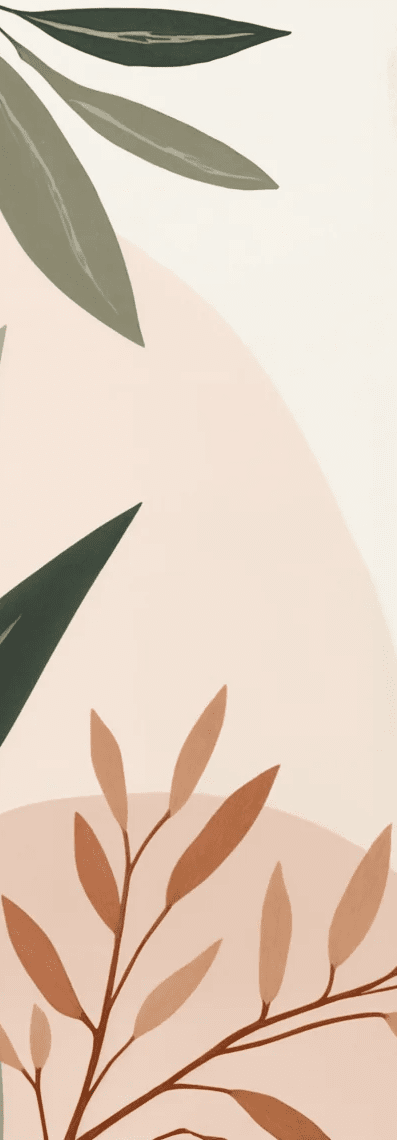 Souffle de Terre et de Sauge – Papier peint feuillage abstrait aux tons doux - Illulart: Papier peint panoramique