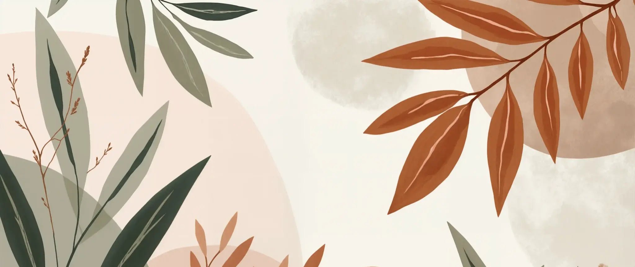 Souffle de Terre et de Sauge – Papier peint feuillage abstrait aux tons doux - Illulart: Papier peint panoramique