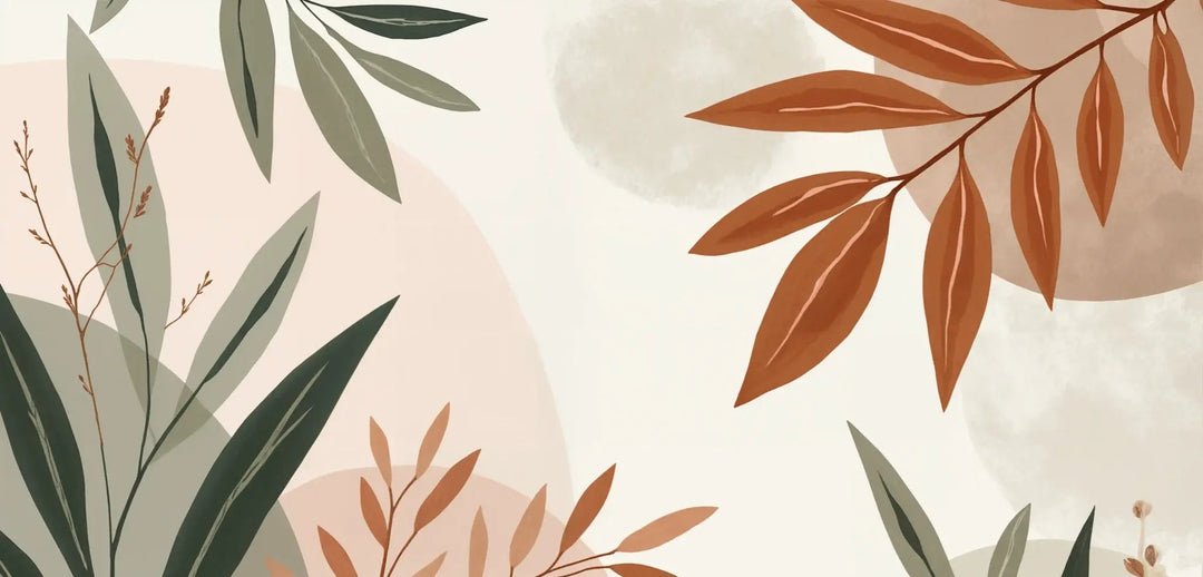 Souffle de Terre et de Sauge – Papier peint feuillage abstrait aux tons doux - Illulart: Papier peint panoramique