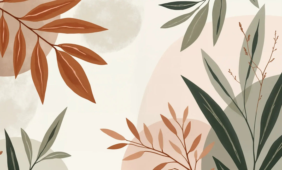 Souffle de Terre et de Sauge – Papier peint feuillage abstrait aux tons doux - Illulart: Papier peint panoramique