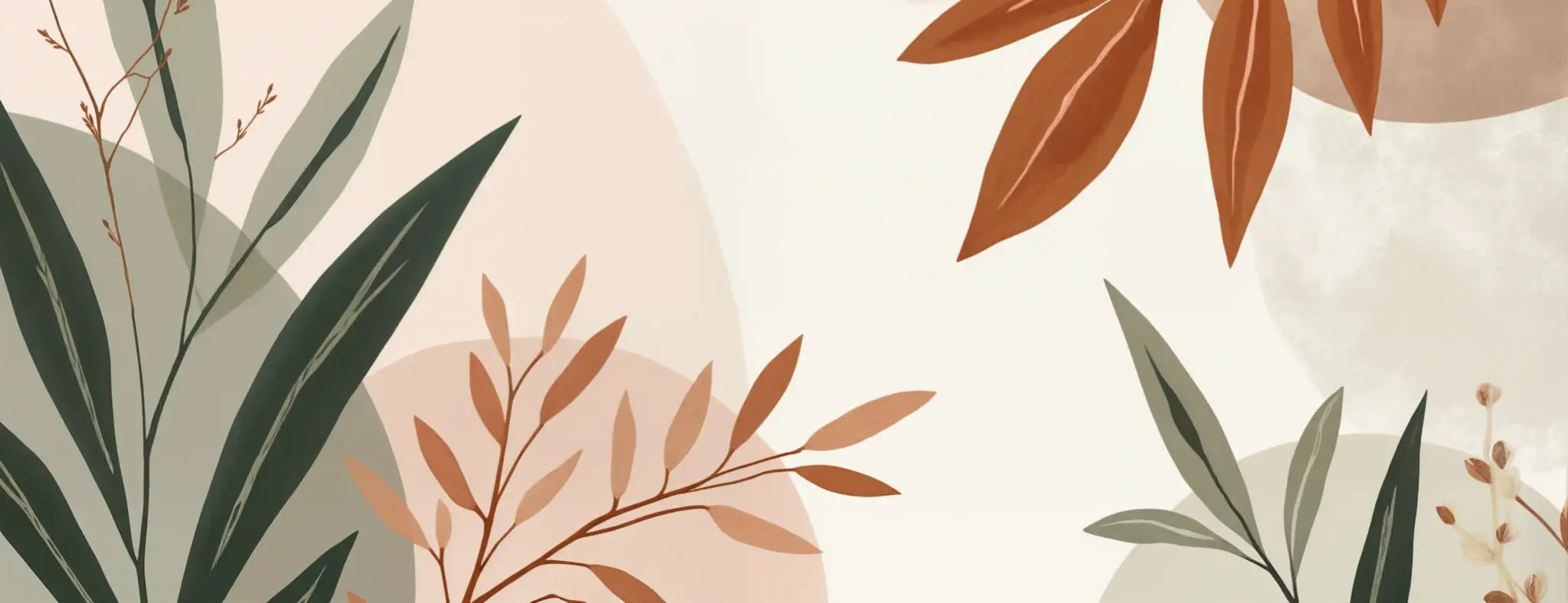 Souffle de Terre et de Sauge – Papier peint feuillage abstrait aux tons doux - Illulart: Papier peint panoramique