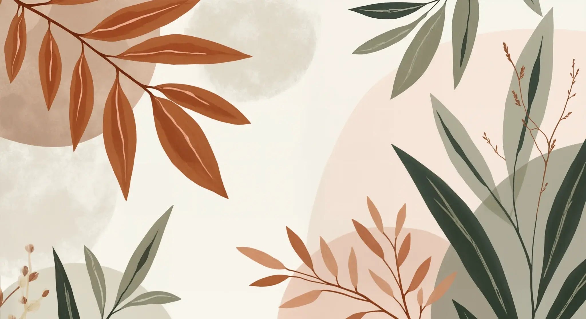 Souffle de Terre et de Sauge – Papier peint feuillage abstrait aux tons doux - Illulart: Papier peint panoramique