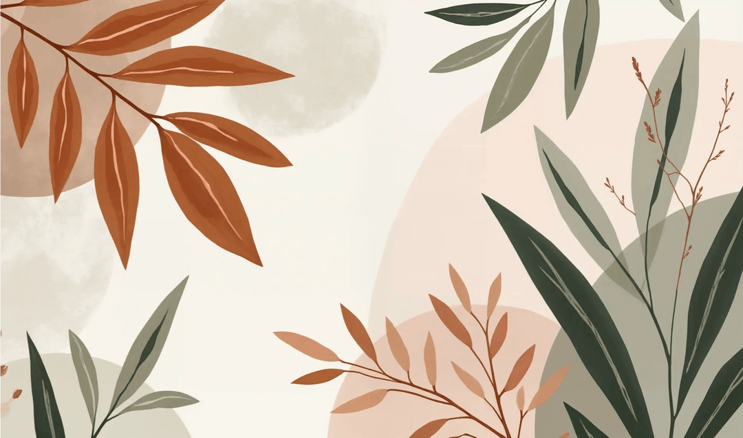 Souffle de Terre et de Sauge – Papier peint feuillage abstrait aux tons doux - Illulart: Papier peint panoramique