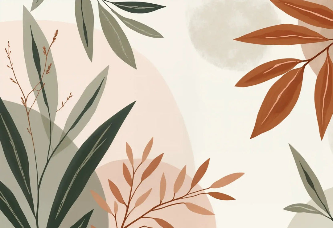 Souffle de Terre et de Sauge – Papier peint feuillage abstrait aux tons doux - Illulart: Papier peint panoramique