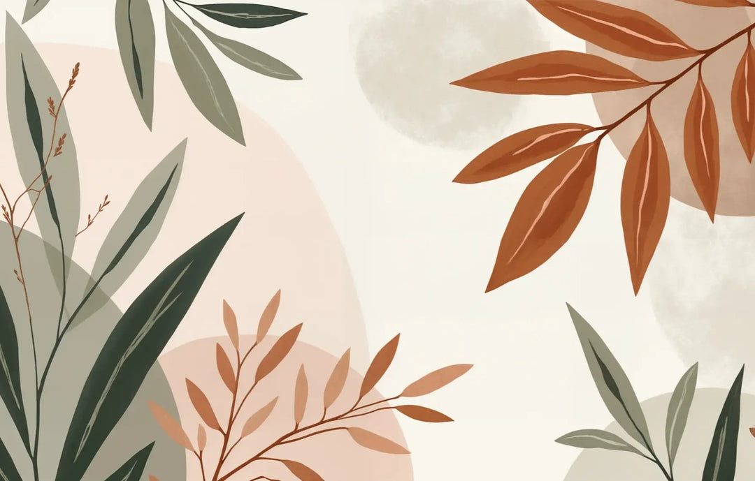 Souffle de Terre et de Sauge – Papier peint feuillage abstrait aux tons doux - Illulart: Papier peint panoramique