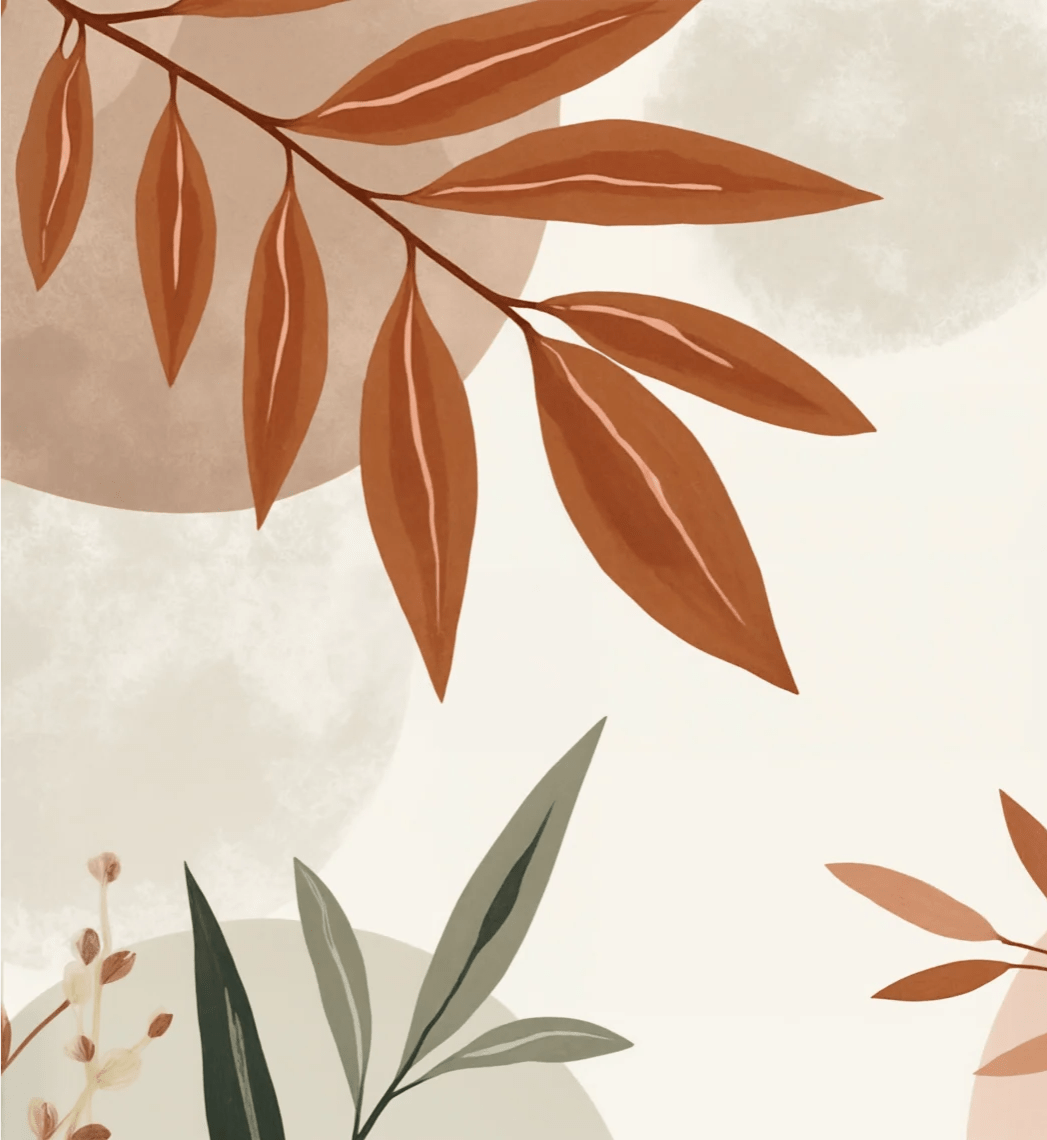 Souffle de Terre et de Sauge – Papier peint feuillage abstrait aux tons doux - Illulart: Papier peint panoramique