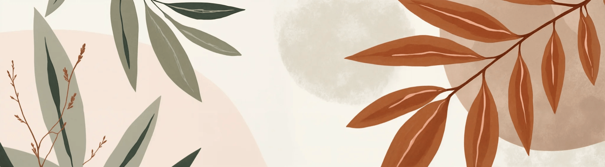 Souffle de Terre et de Sauge – Papier peint feuillage abstrait aux tons doux - Illulart: Papier peint panoramique