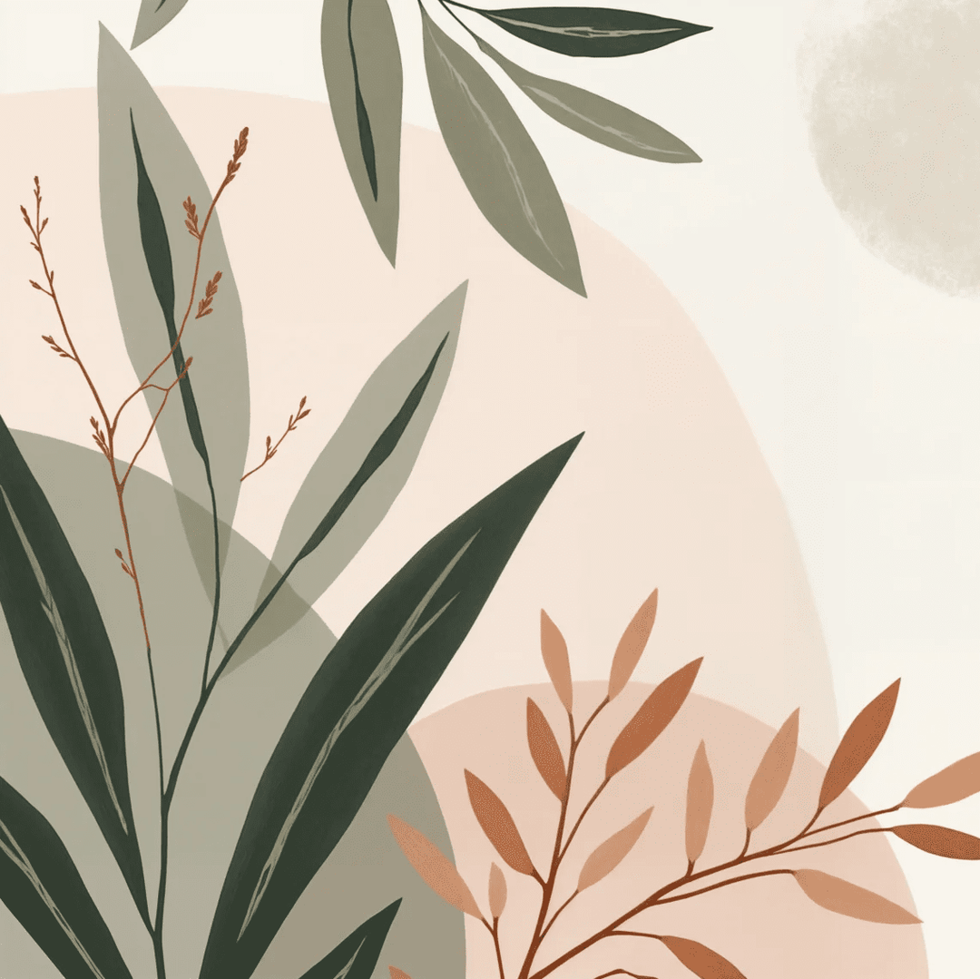 Souffle de Terre et de Sauge – Papier peint feuillage abstrait aux tons doux - Illulart: Papier peint panoramique