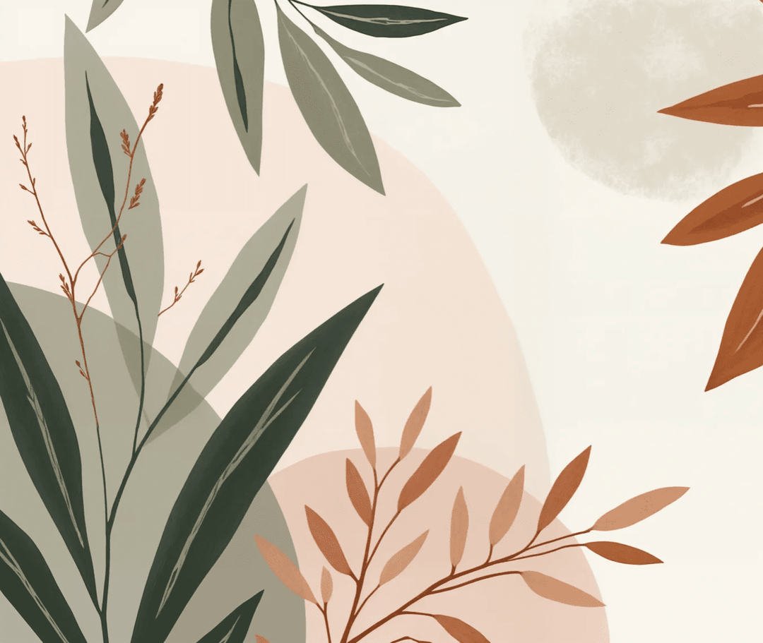 Souffle de Terre et de Sauge – Papier peint feuillage abstrait aux tons doux - Illulart: Papier peint panoramique