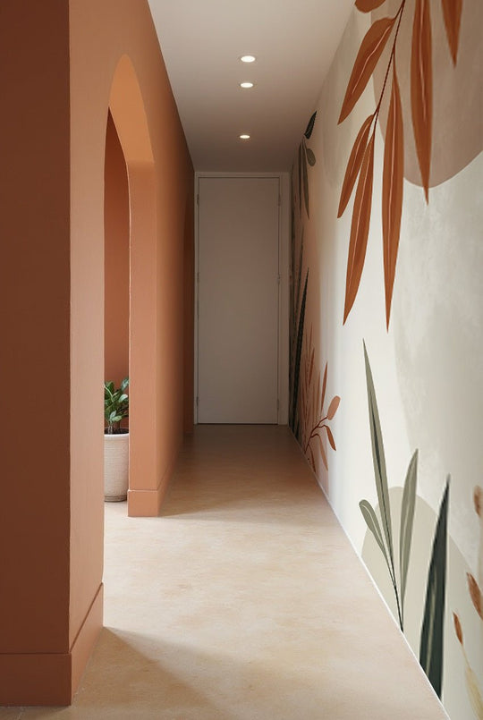 Souffle de Terre et de Sauge – Papier peint feuillage abstrait aux tons doux - Illulart: Papier peint panoramique