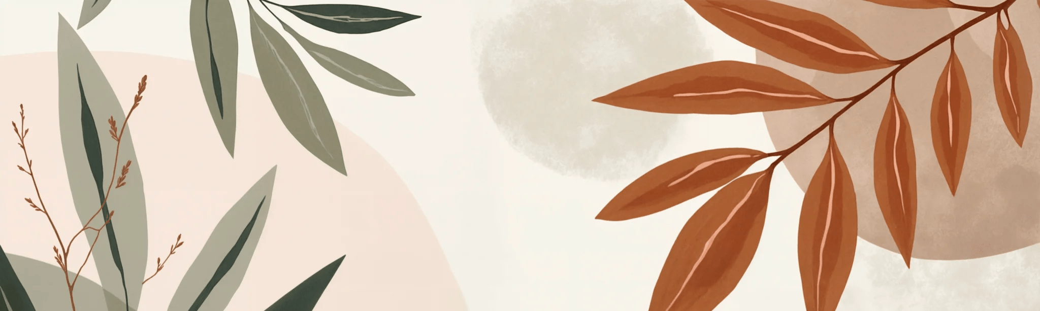 Souffle de Terre et de Sauge – Papier peint feuillage abstrait aux tons doux - Illulart: Papier peint panoramique