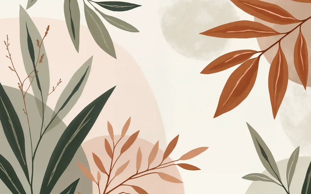 Souffle de Terre et de Sauge – Papier peint feuillage abstrait aux tons doux - Illulart: Papier peint panoramique