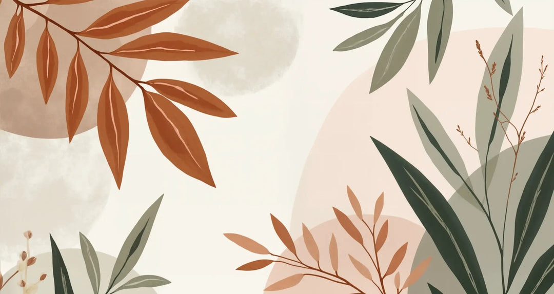 Souffle de Terre et de Sauge – Papier peint feuillage abstrait aux tons doux - Illulart: Papier peint panoramique