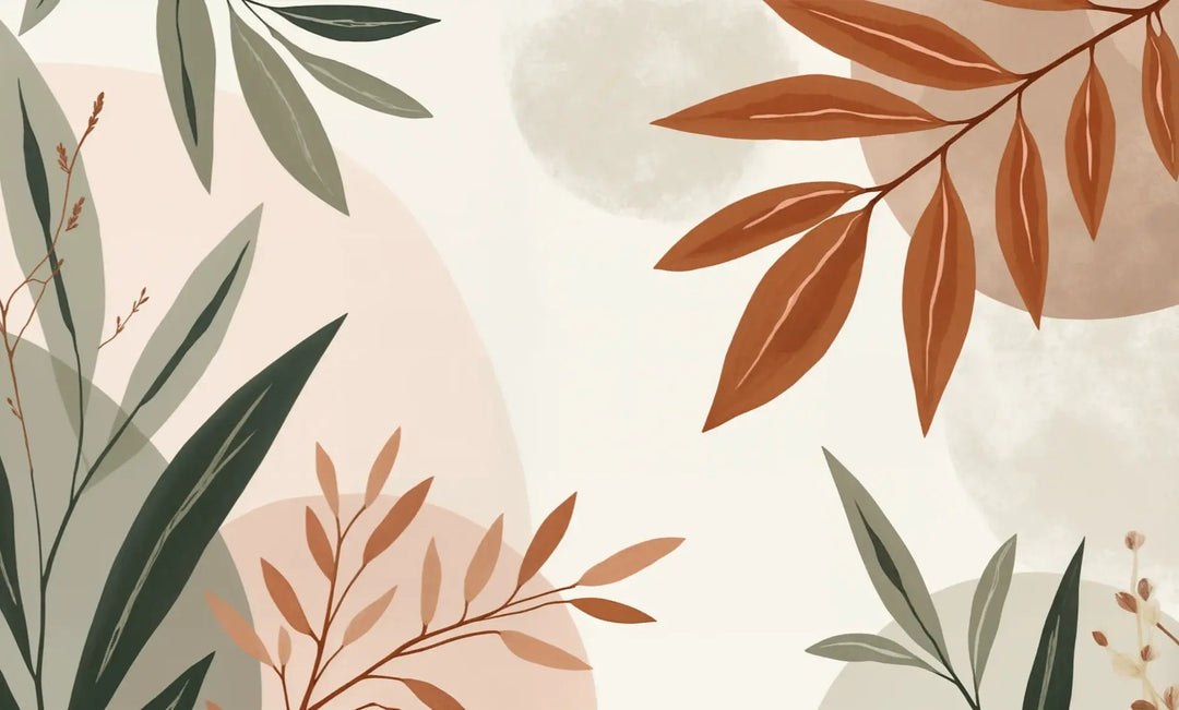 Souffle de Terre et de Sauge – Papier peint feuillage abstrait aux tons doux - Illulart: Papier peint panoramique
