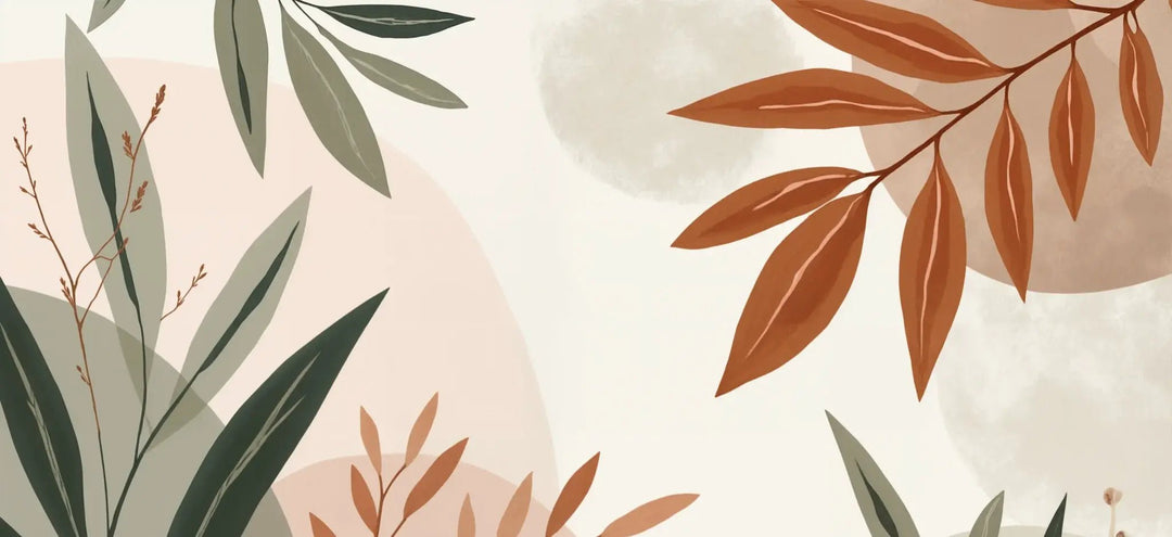 Souffle de Terre et de Sauge – Papier peint feuillage abstrait aux tons doux - Illulart: Papier peint panoramique