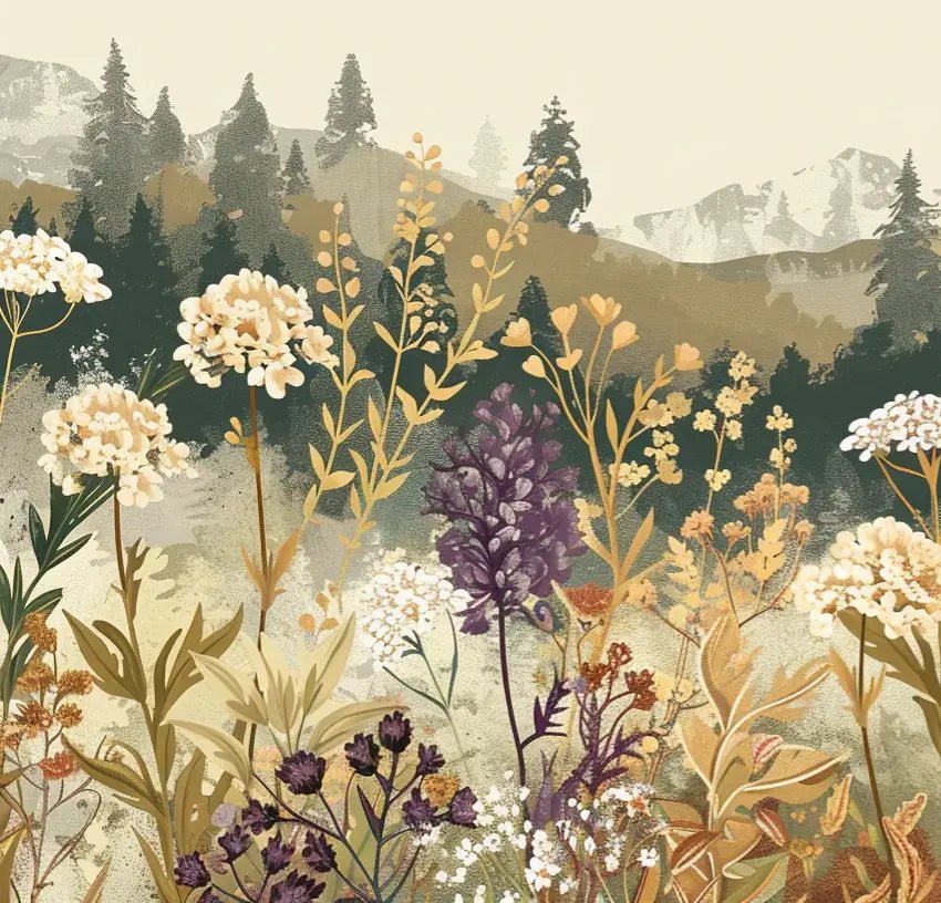 Souffle des alpages - Papier Peint Fleurs de Montagnes - Illulart: Papier peint panoramique