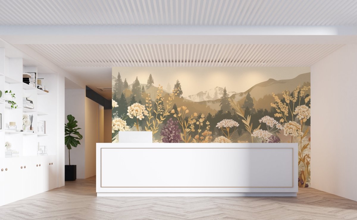 Souffle des alpages - Papier Peint Fleurs de Montagnes - Illulart: Papier peint panoramique