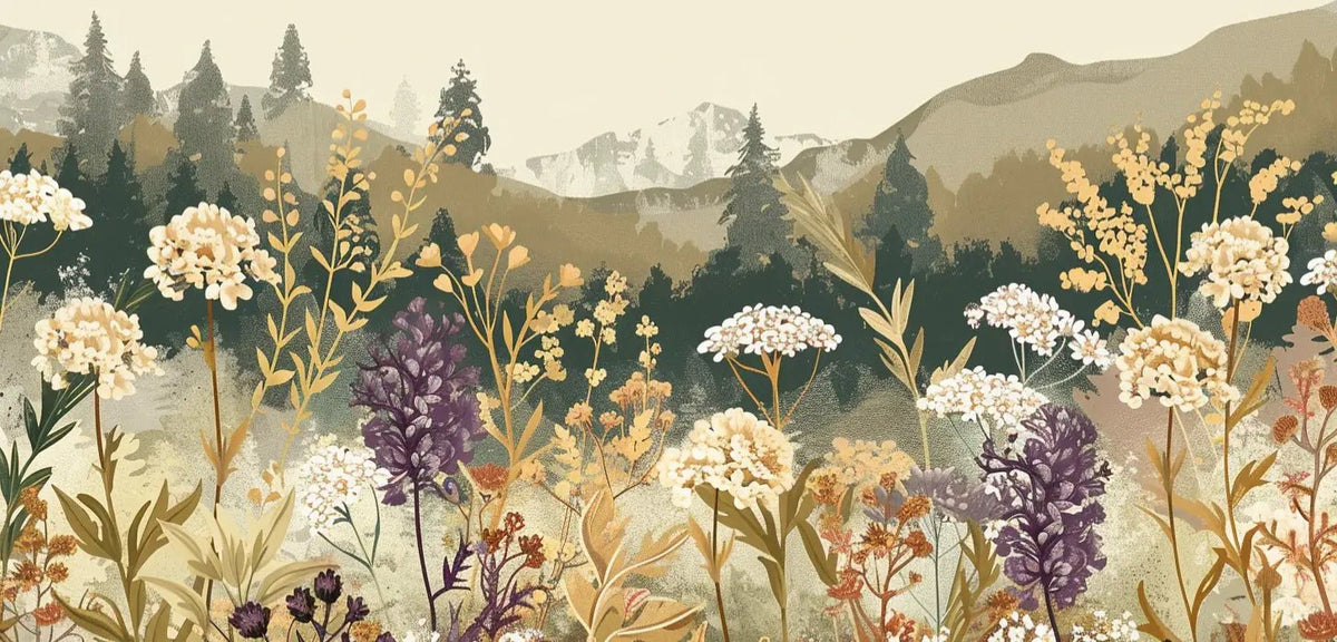 Souffle des alpages - Papier Peint Fleurs de Montagnes - Illulart: Papier peint panoramique