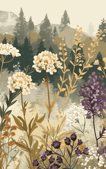 Souffle des alpages - Papier Peint Fleurs de Montagnes - Illulart: Papier peint panoramique