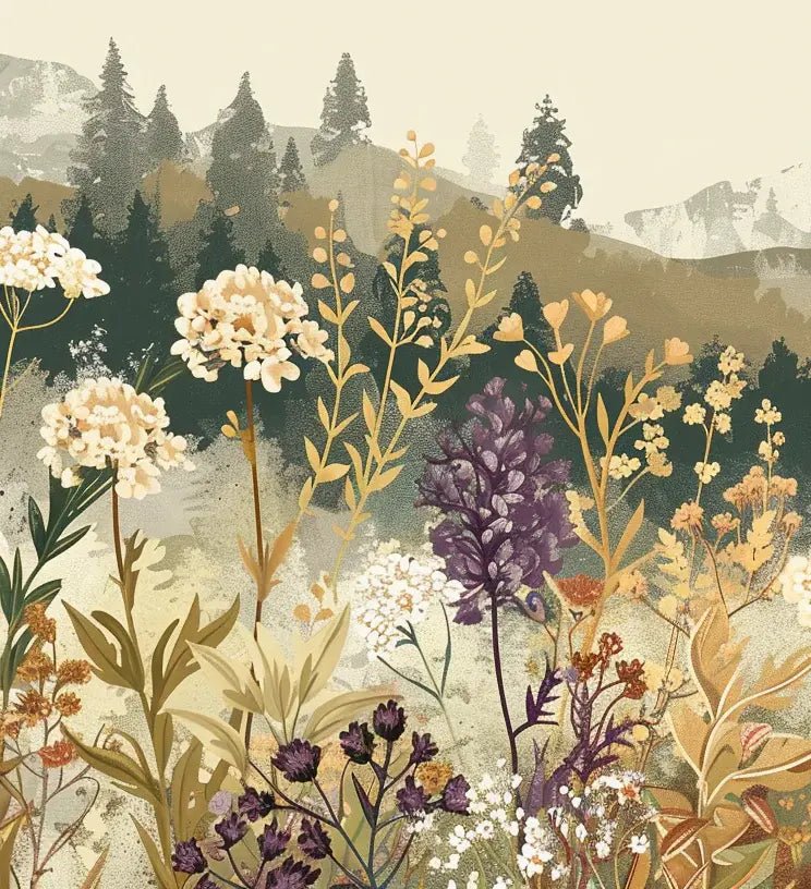 Souffle des alpages - Papier Peint Fleurs de Montagnes - Illulart: Papier peint panoramique