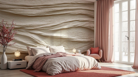 Souffle minéral en tons écrus - Papier peint relief effet 3D - Illulart: Papier peint panoramique