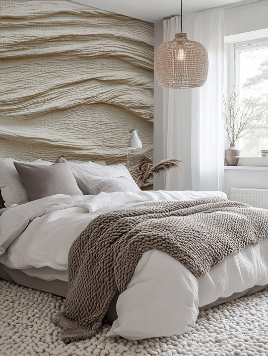 Souffle minéral en tons écrus - Papier peint relief effet 3D - Illulart: Papier peint panoramique