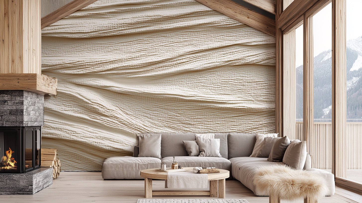 Souffle minéral en tons écrus - Papier peint relief effet 3D - Illulart: Papier peint panoramique