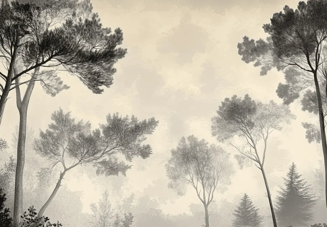 Sous la Pinède - Papier Peint Forêt Vintage et Raffiné - Illulart: Papier peint panoramique