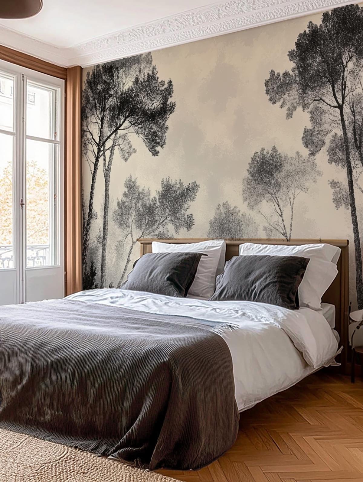 Sous la Pinède - Papier Peint Forêt Vintage et Raffiné - Illulart: Papier peint panoramique