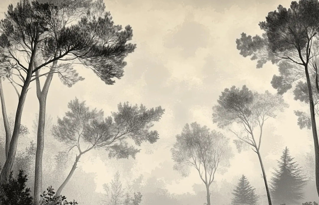 Sous la Pinède - Papier Peint Forêt Vintage et Raffiné - Illulart: Papier peint panoramique