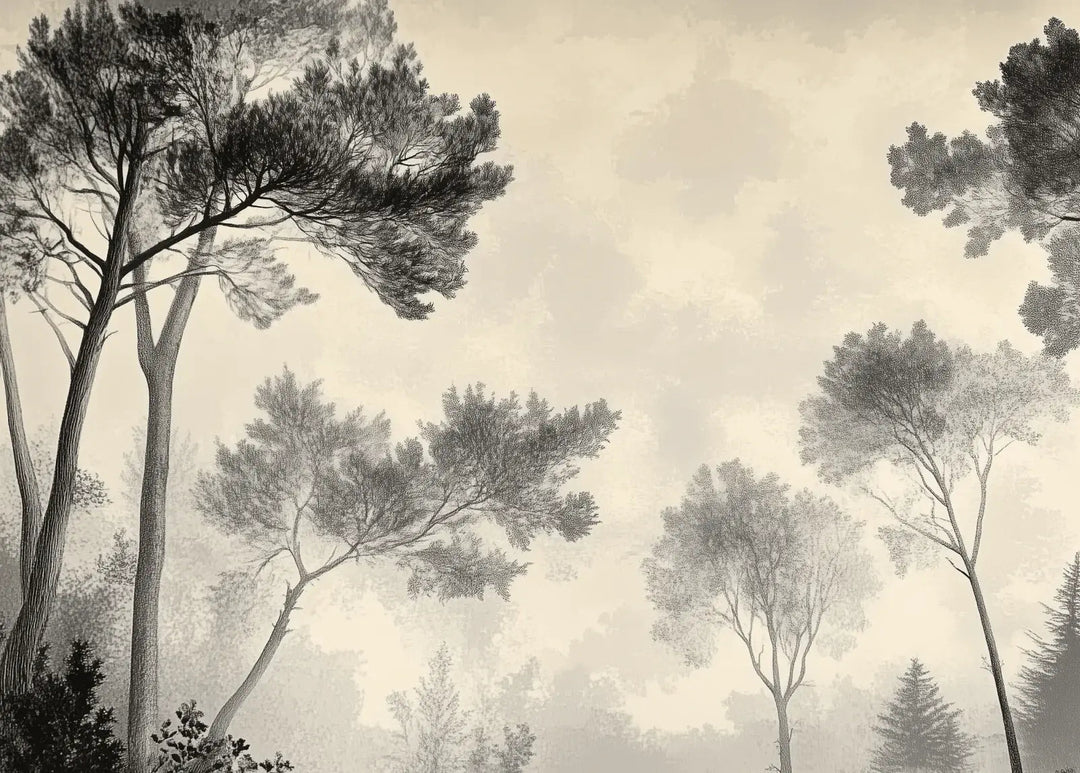 Sous la Pinède - Papier Peint Forêt Vintage et Raffiné - Illulart: Papier peint panoramique
