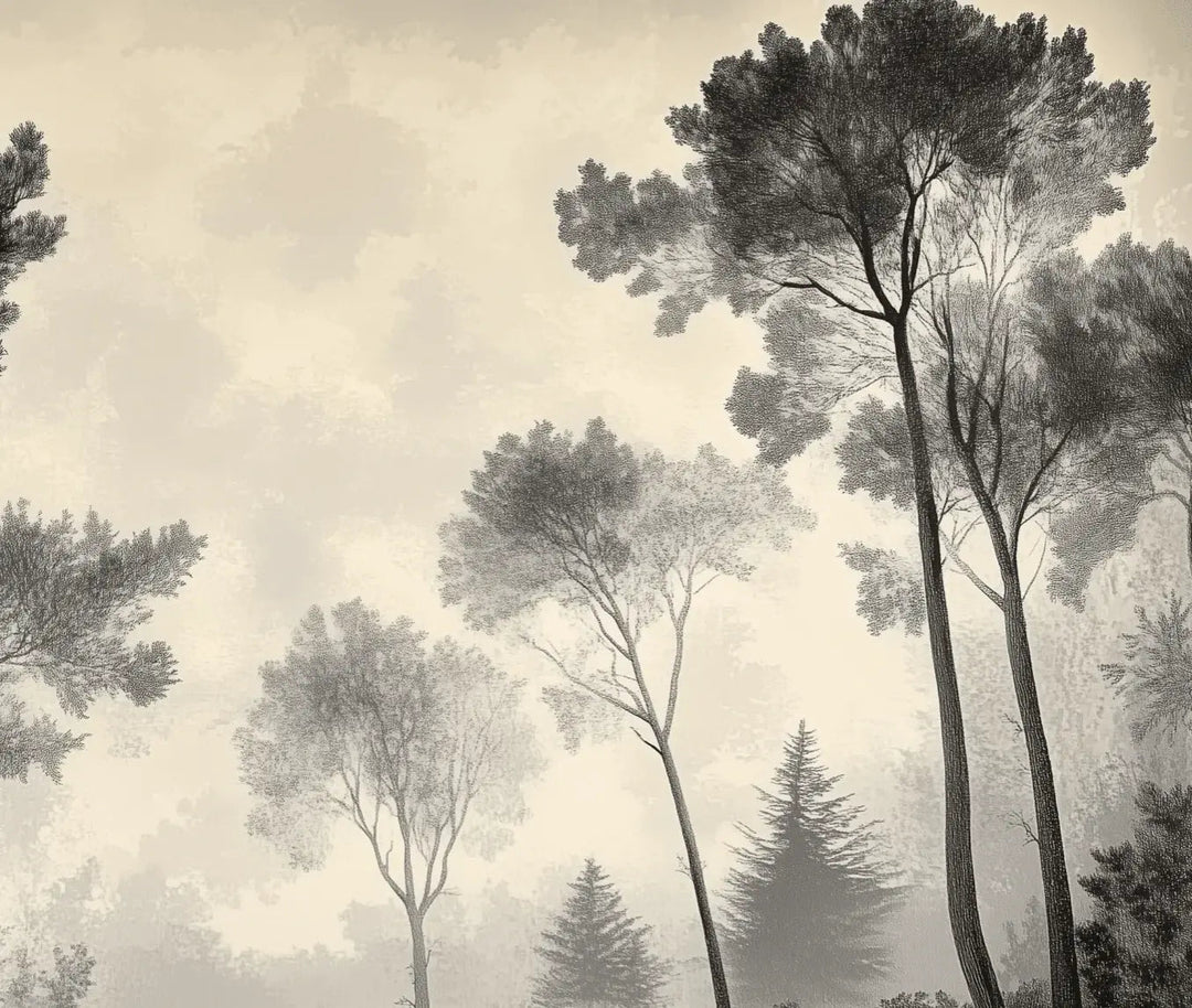 Sous la Pinède - Papier Peint Forêt Vintage et Raffiné - Illulart: Papier peint panoramique