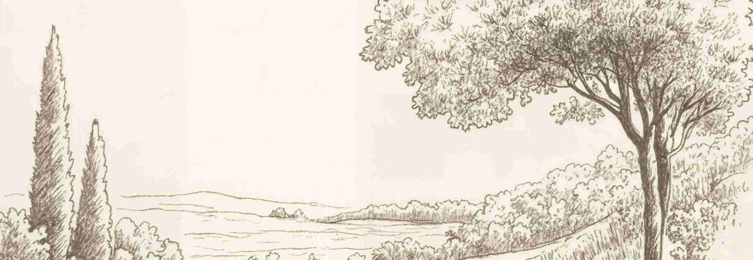 Sous le Chêne – Papier peint panoramique scène rustique au trait naturel - Illulart: Papier peint panoramique