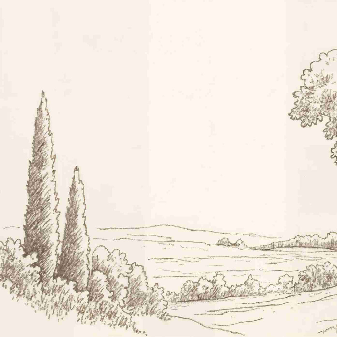 Sous le Chêne – Papier peint panoramique scène rustique au trait naturel - Illulart: Papier peint panoramique