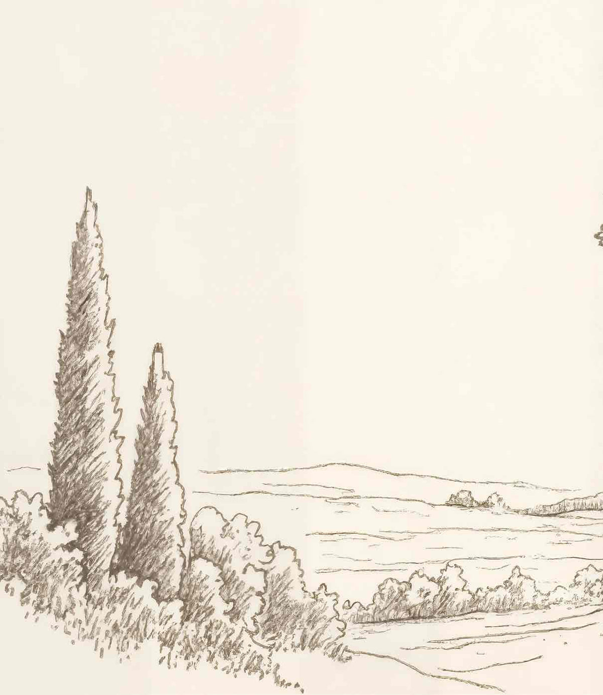 Sous le Chêne – Papier peint panoramique scène rustique au trait naturel - Illulart: Papier peint panoramique