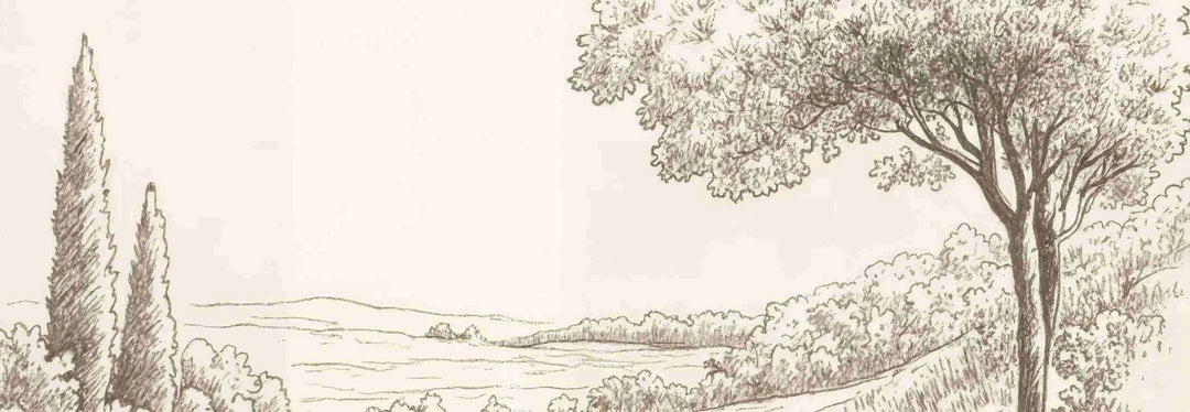 Sous le Chêne – Papier peint panoramique scène rustique au trait naturel - Illulart: Papier peint panoramique