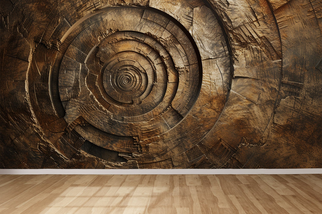 Spirale Temporelle : Papier Peint Vortex Bois Centenaire - Illulart: Papier peint panoramique