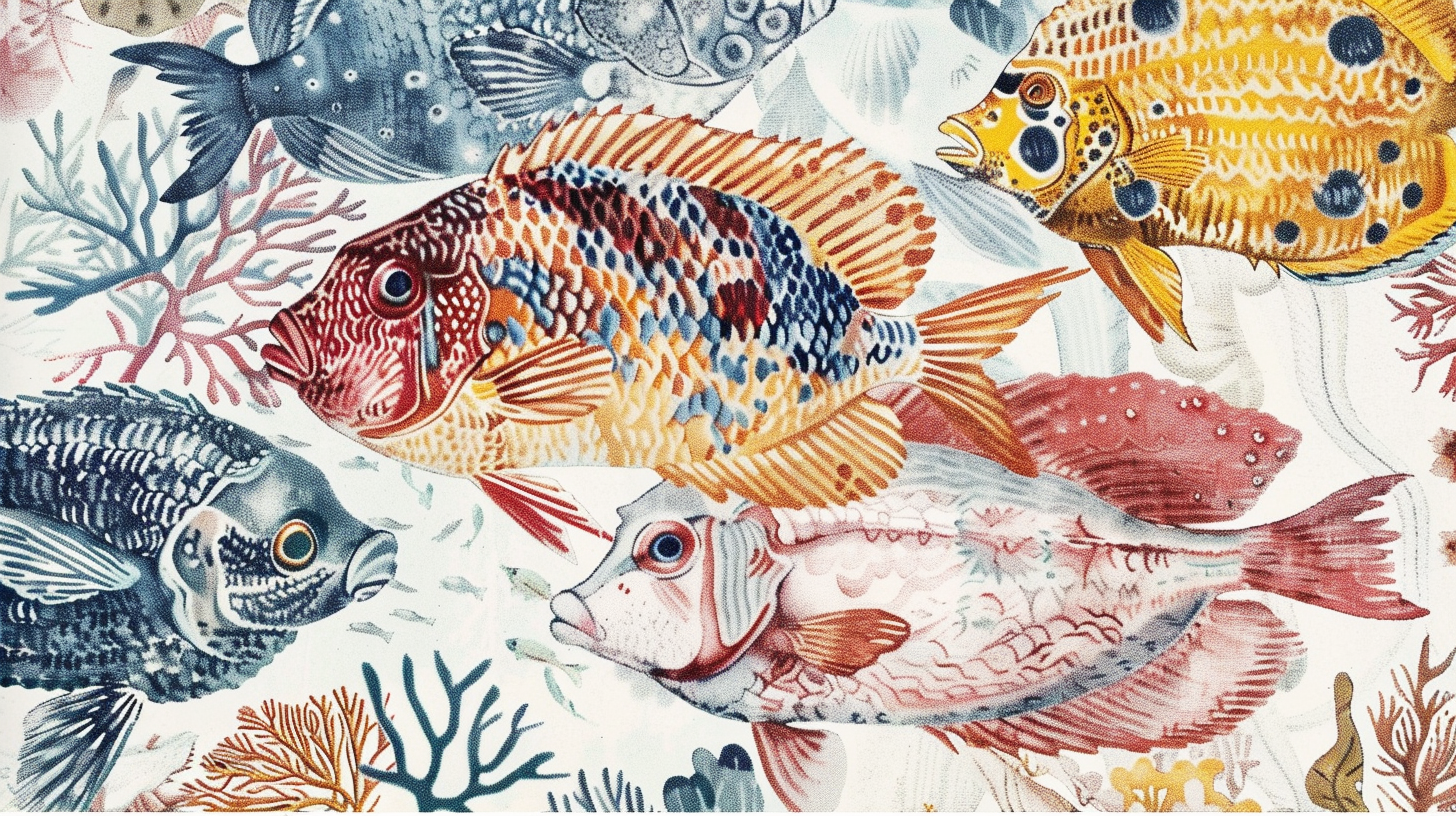 papier peint poissons tropicaux