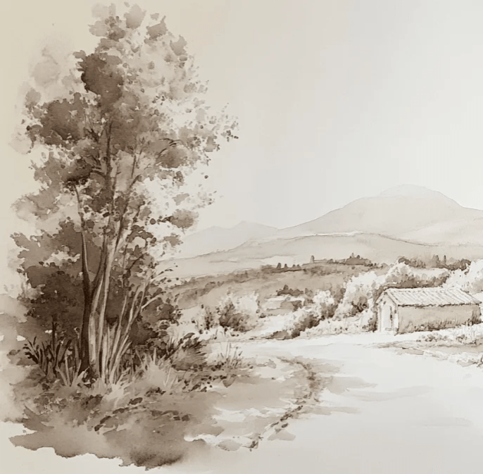 Sur le chemin - Papier Peint Paysage Champêtre - Illulart: Papier peint panoramique