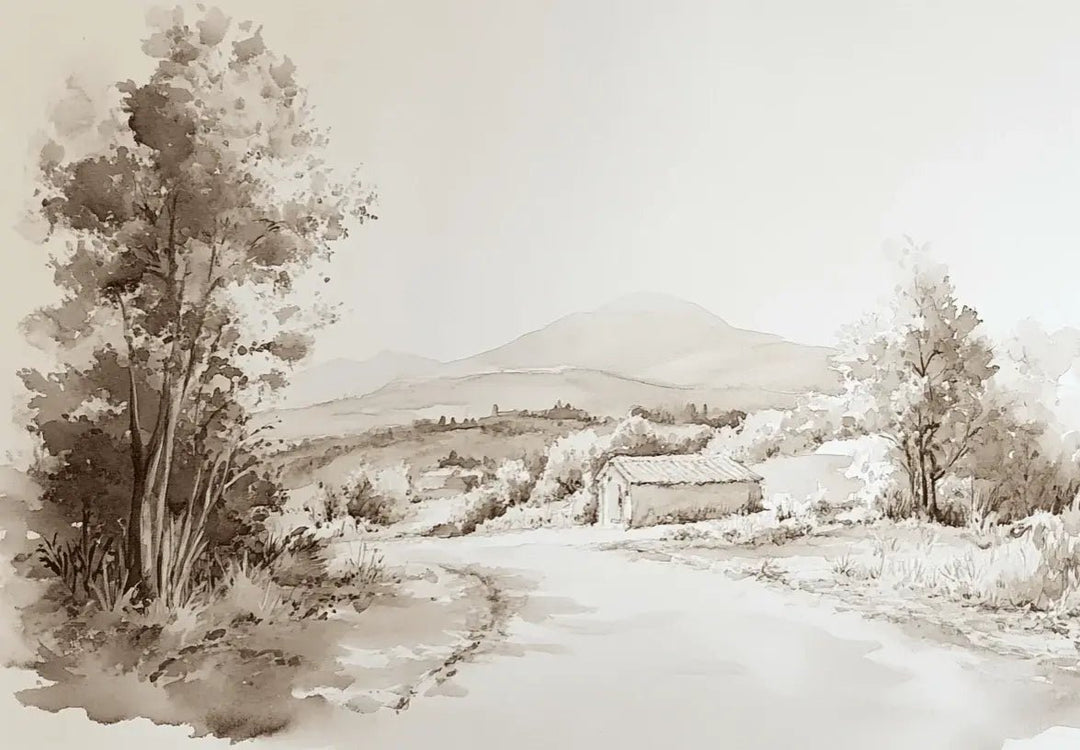 Sur le chemin - Papier Peint Paysage Champêtre - Illulart: Papier peint panoramique
