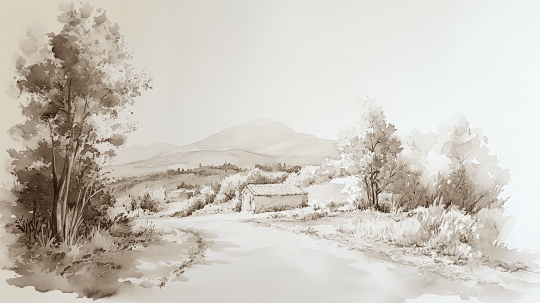 Sur le chemin - Papier Peint Paysage Champêtre - Illulart: Papier peint panoramique