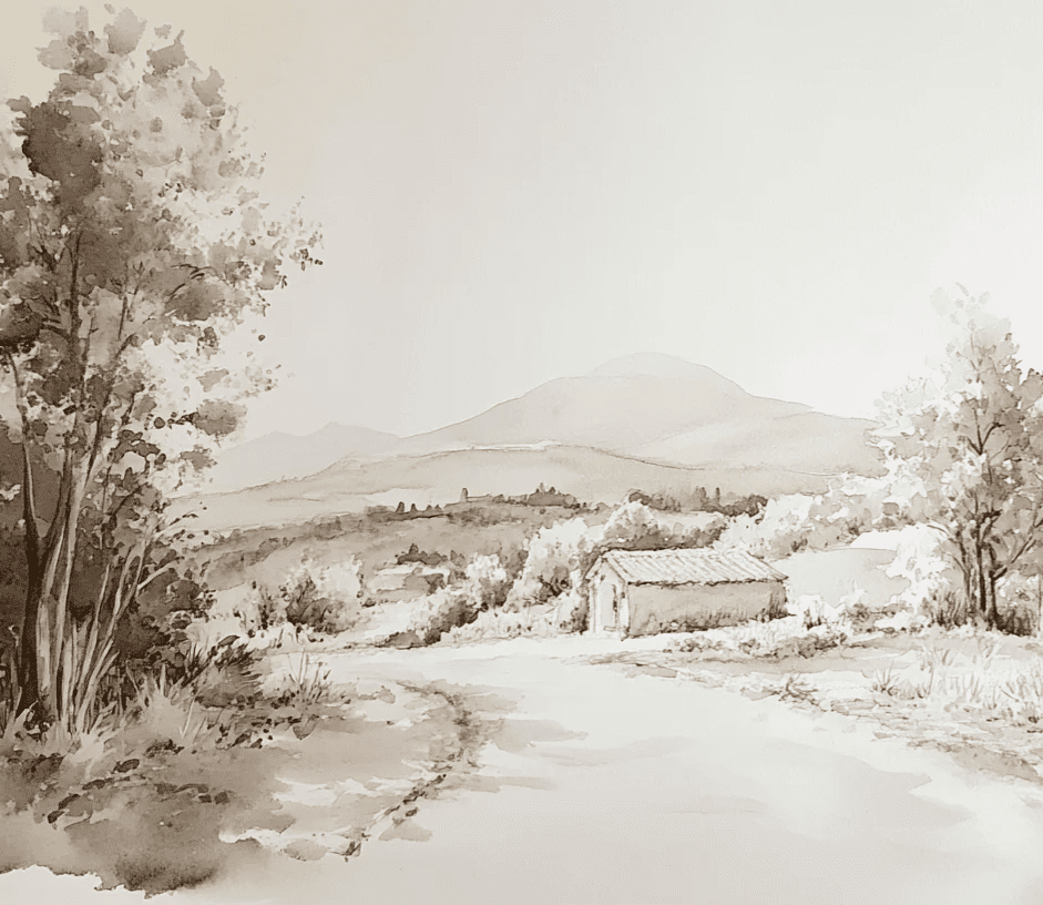 Sur le chemin - Papier Peint Paysage Champêtre - Illulart: Papier peint panoramique
