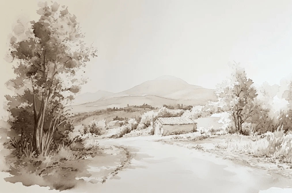 Sur le chemin - Papier Peint Paysage Champêtre - Illulart: Papier peint panoramique
