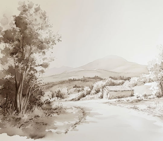 Sur le chemin - Papier Peint Paysage Champêtre - Illulart: Papier peint panoramique