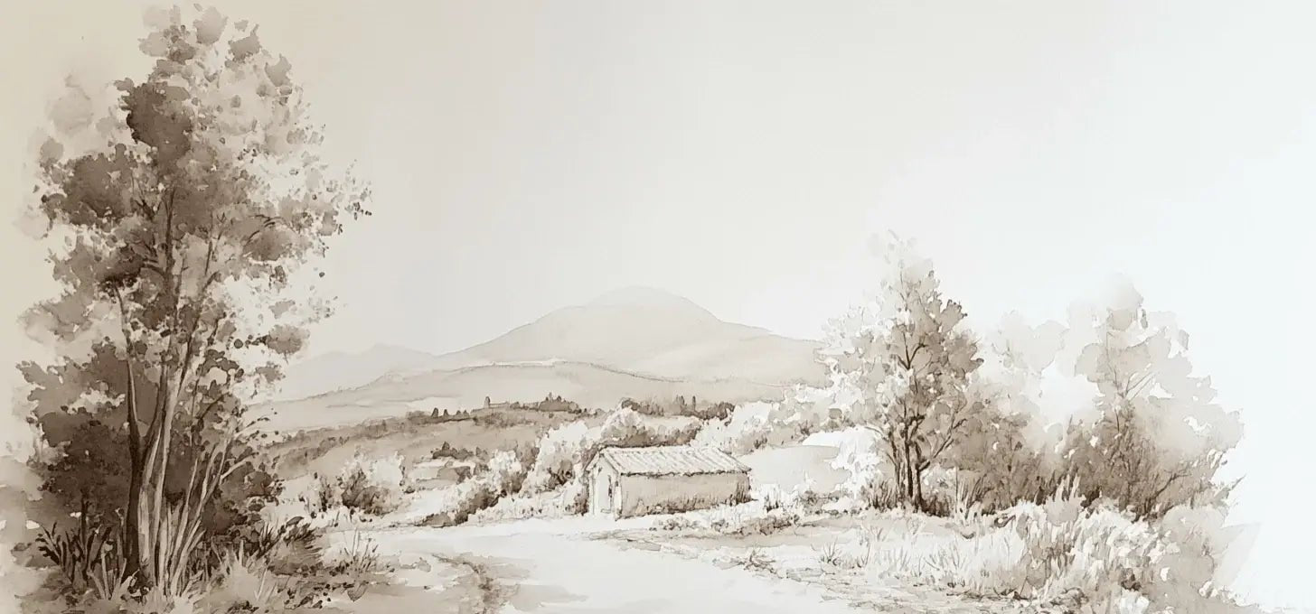 Sur le chemin - Papier Peint Paysage Champêtre - Illulart: Papier peint panoramique