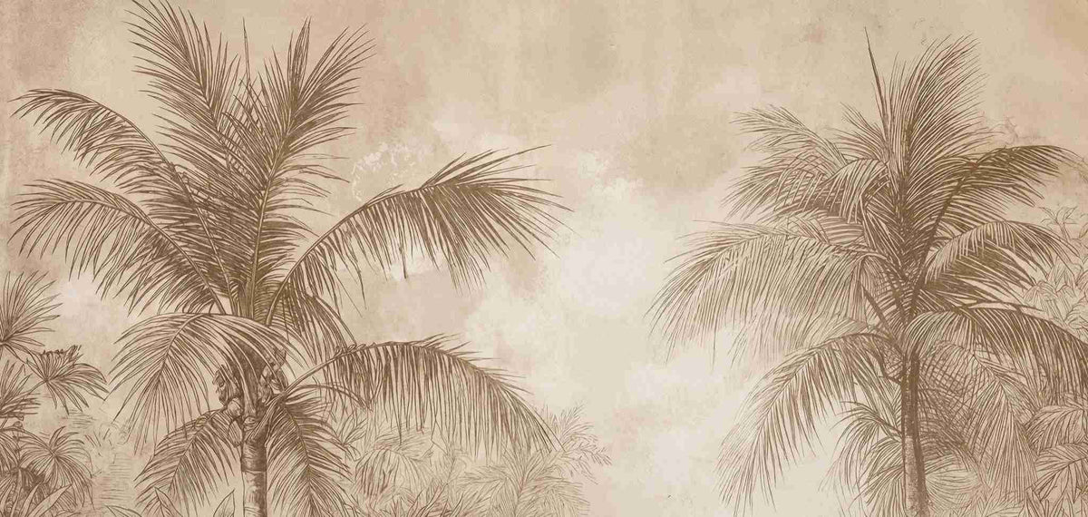 Terra Palmera – papier peint tropical aux tons sépia naturels - Illulart: Papier peint panoramique