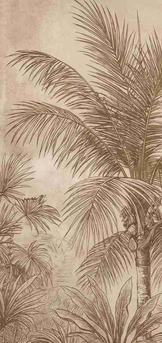 Terra Palmera – papier peint tropical aux tons sépia naturels - Illulart: Papier peint panoramique
