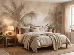 Terra Palmera – papier peint tropical aux tons sépia naturels