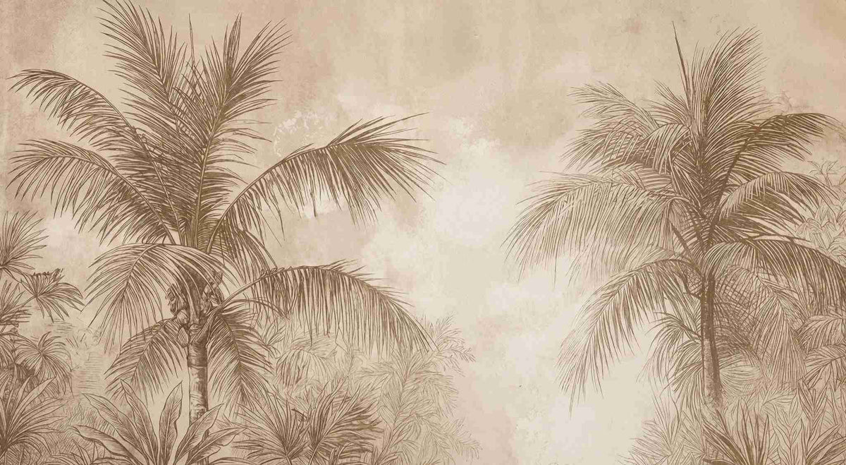 Terra Palmera – papier peint tropical aux tons sépia naturels
