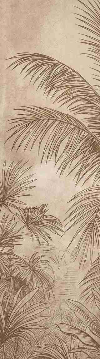 Terra Palmera – papier peint tropical aux tons sépia naturels